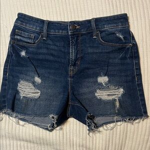 Old Navy Dark Blue Distressed Jean Shorts